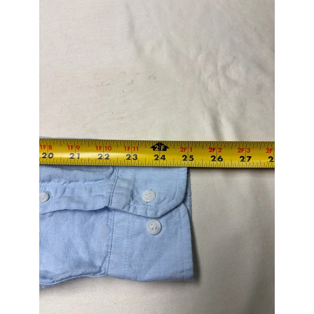Banana Republic Mens Slim Linen-Blend Button Down Shirt Light Blue Medium M